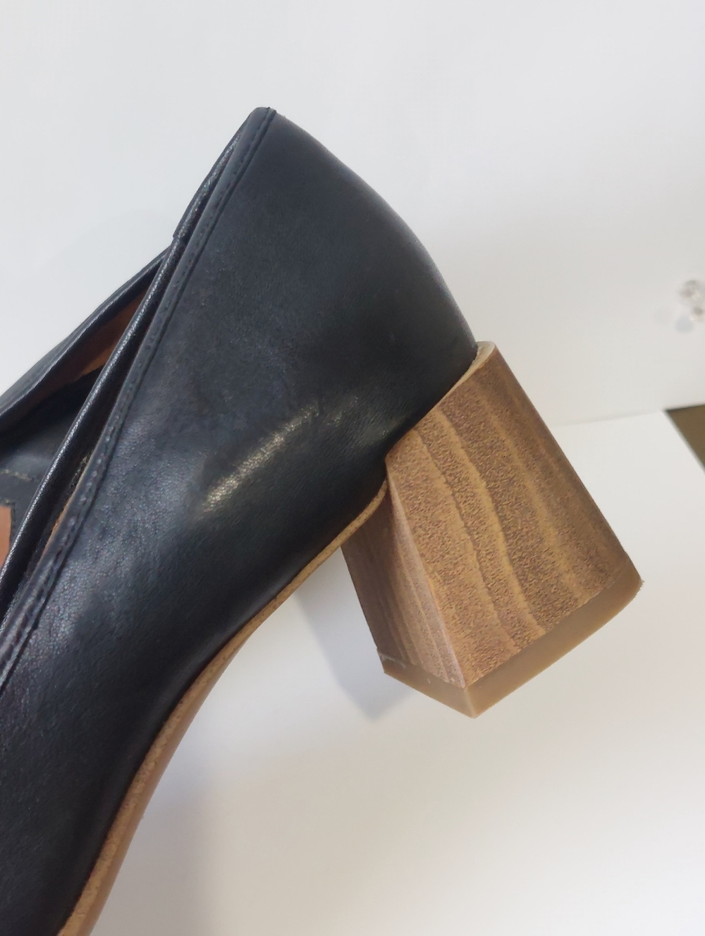Franco Sarto Black Leather Block Heel Pumps - Picture 3 of 4
